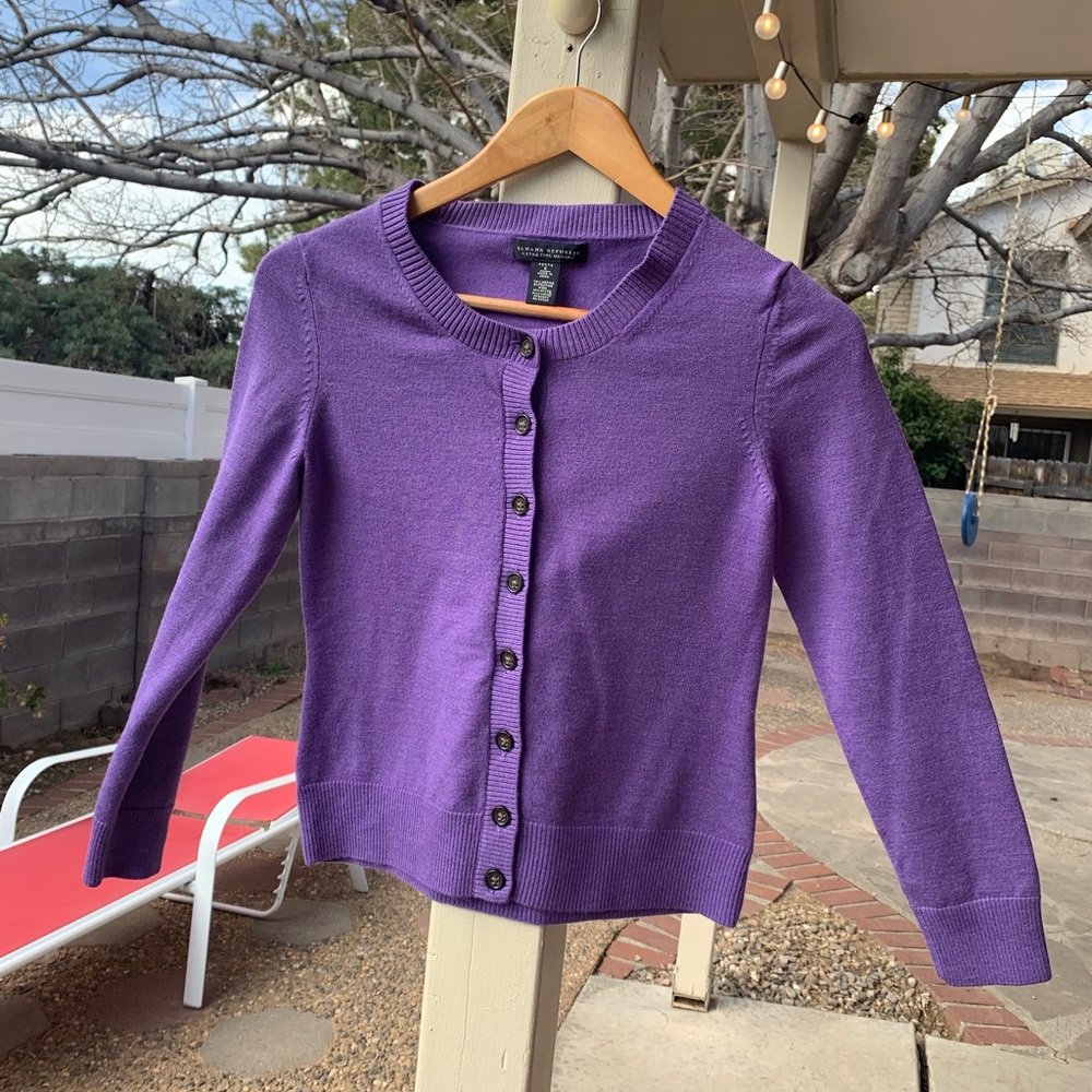 Banana Republic purple extra fine merino petite S cardigan